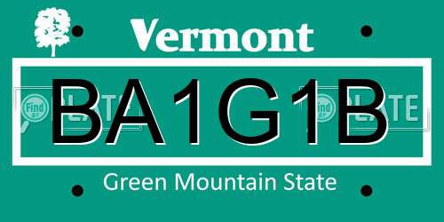BA1G1B Vermont License Plate