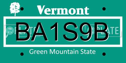 BA1S9B Vermont License Plate