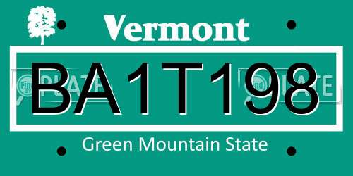 BA1T198 Vermont License Plate