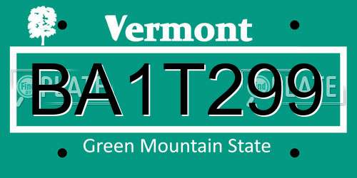 BA1T299 Vermont License Plate