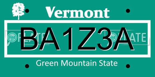 BA1Z3A Vermont License Plate