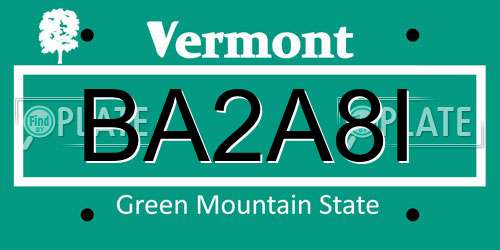 BA2A8I Vermont License Plate