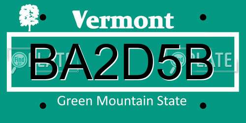 BA2D5B Vermont License Plate