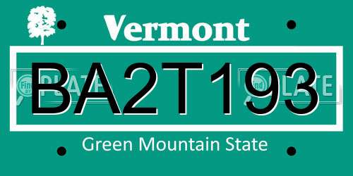BA2T193 Vermont License Plate