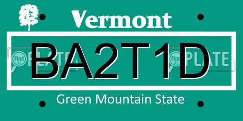 BA2T1D Vermont License Plate