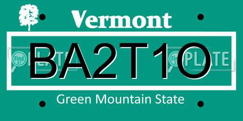BA2T1O Vermont License Plate
