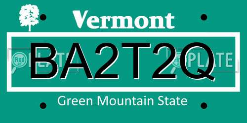 BA2T2Q Vermont License Plate
