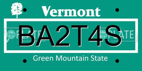 BA2T4S Vermont License Plate