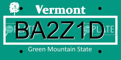 BA2Z1D Vermont License Plate