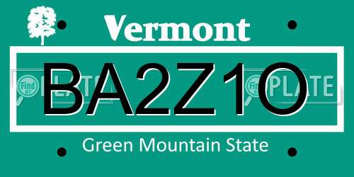 BA2Z1O Vermont License Plate
