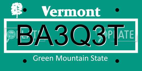 BA3Q3T Vermont License Plate