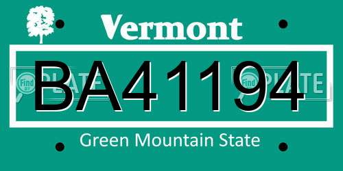 BA41194 Vermont License Plate