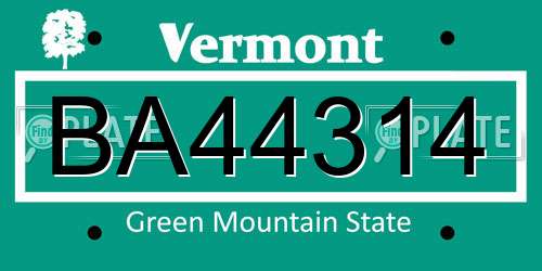 BA44314 Vermont License Plate