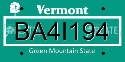 BA4I194 Vermont License Plate