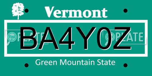 BA4Y0Z Vermont License Plate