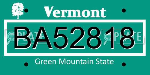 BA52818 Vermont License Plate