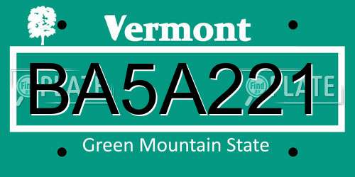 BA5A221 Vermont License Plate