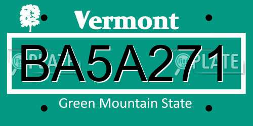 BA5A271 Vermont License Plate