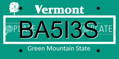 BA5I3S Vermont License Plate