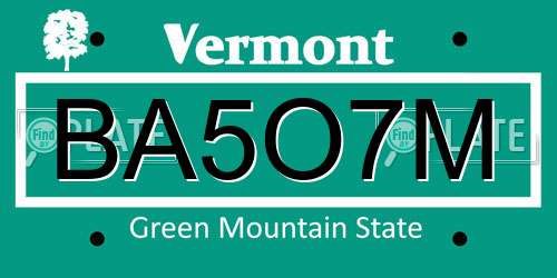 BA5O7M Vermont License Plate