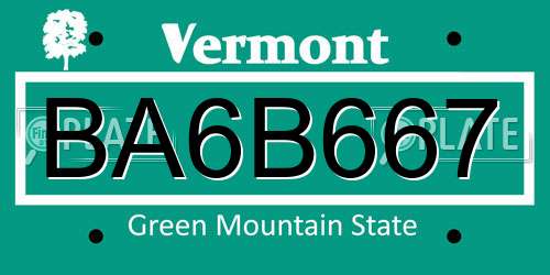 BA6B667 Vermont License Plate