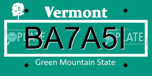 BA7A5I Vermont License Plate