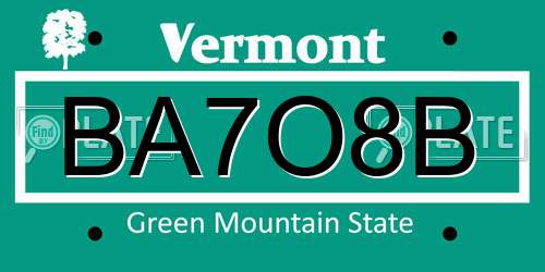 BA7O8B Vermont License Plate