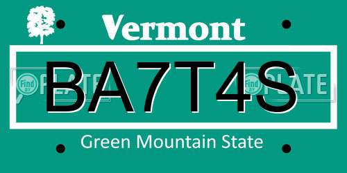 BA7T4S Vermont License Plate