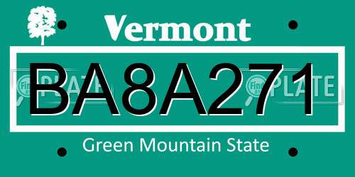 BA8A271 Vermont License Plate