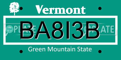 BA8I3B Vermont License Plate