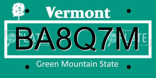 BA8Q7M Vermont License Plate