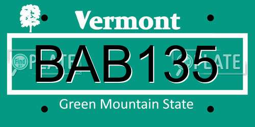 BAB135 Vermont License Plate