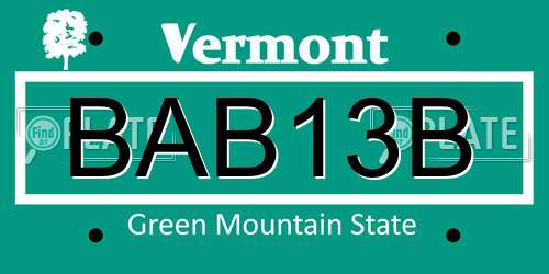 BAB13B Vermont License Plate