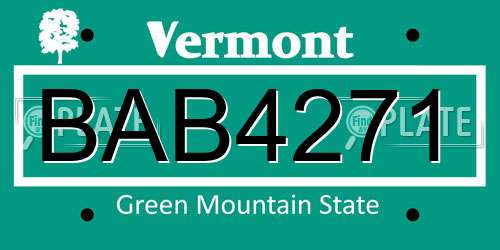 BAB4271 Vermont License Plate