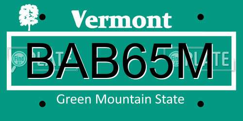 BAB65M Vermont License Plate