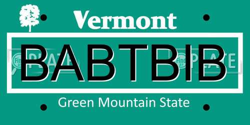 BABTBIB Vermont License Plate