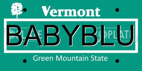 BABYBLU Vermont License Plate