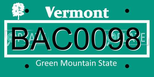 BAC0098 Vermont License Plate