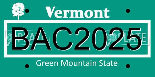 BAC2025 Vermont License Plate