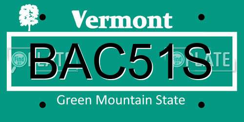 BAC51S Vermont License Plate
