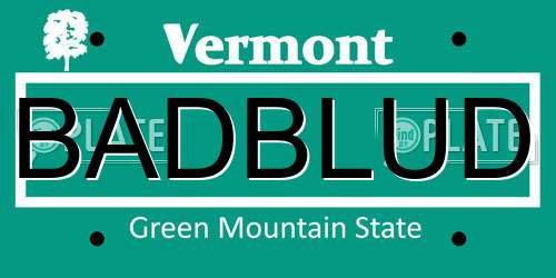 BADBLUD Vermont License Plate