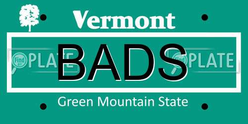 BADS Vermont License Plate
