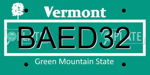 BAED32 Vermont License Plate