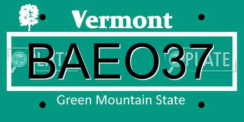 BAEO37 Vermont License Plate