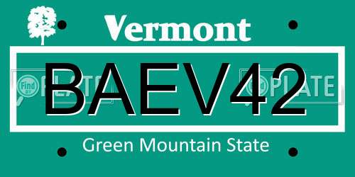 BAEV42 Vermont License Plate