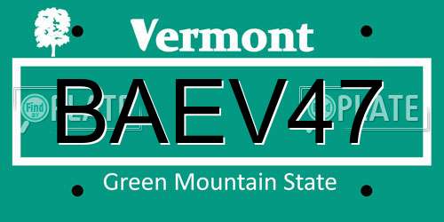 BAEV47 Vermont License Plate