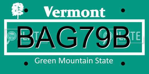 BAG79B Vermont License Plate