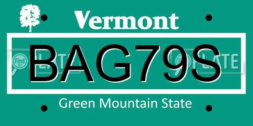 BAG79S Vermont License Plate