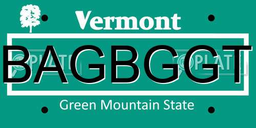 BAGBGGT Vermont License Plate