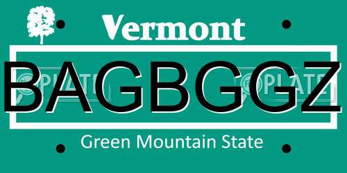 BAGBGGZ Vermont License Plate